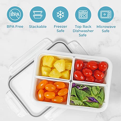 carrotez 4 Compartment Food Container - 6.3 Cup (1500ml) - color: White, size: 4 Compartment (6.3 Cup)