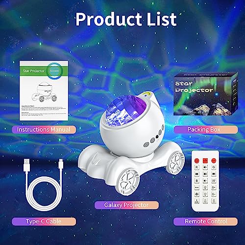 ENOKIK Galaxy Projector Night Light, Star Bluetooth Speaker, Solid White - color: Solid White