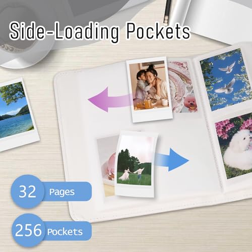 256 Pockets Photo Album for 2x3 Inch Photo, Kpop Photocard, Leather Cover, Photo Album Book Fit for Fujifilm Mini 12/11/9/8/EVO/Link/Liplay Instant Flims (White marble, 256 Pockets) - color: White marble, size: 256 Pockets