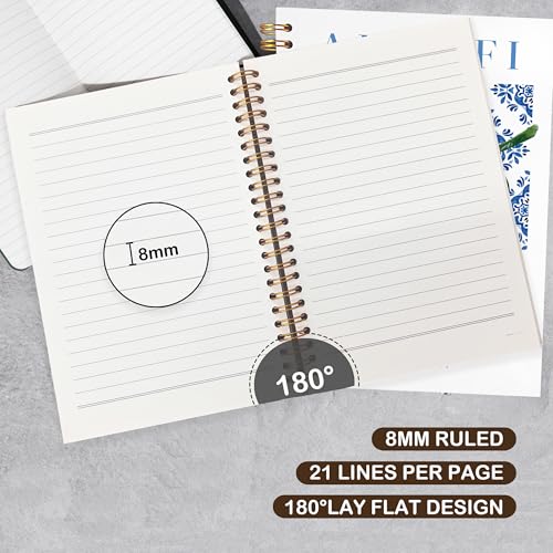 VIIJJUE Italian Amalfi Coast Lemon Notebook Journal, Blue and White Floral Mediterranean Tiles Lemons Tree Gifts Notebook , Hardcover Spiral Journal 5.5x8.3 Inch - color: lemon-01