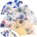 Zonon 4 Pack Hand Held Folding Fans for Women Silk,Elegant Flowers - style: Elegant Flowers