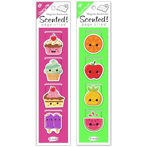 Re-marks Scented Tutti Frutti and Cherry Pie Magnetic Page Clips, 2 Sets of 4 Page Clips, 8 Clips Total