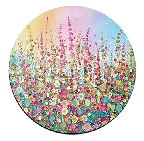 Colorful Watercolor Flowers Round Coaster Set of 4-Made of Recycled Rubber - color: Colorful Watercolor Flowers
