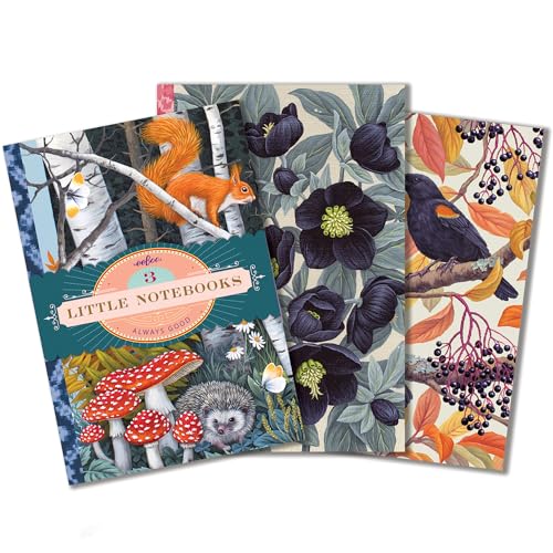 eeBoo Piece & Love: Vasilia Little Notebooks - Set of 3, 5.75 x 4, 64 Pages Each, Nature Themed Pocket Journals, Notes-Sketch-Draw, Lines & Grid Dot - style: Vasilia