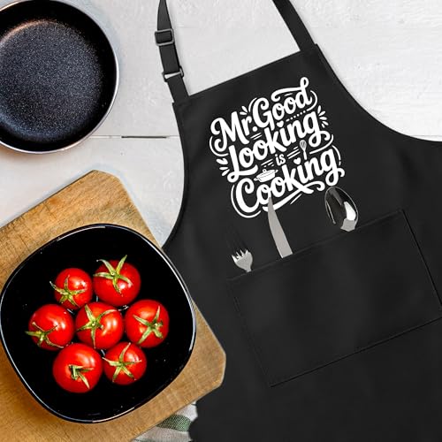 Funny Aprons for Men，Women - color: Mr Good Looking is Cooking