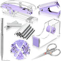 Office Supplies Set Desk Accessory Kit, Acrylic Stapler Set Staple Remover, Tape Dispenser, Binder Clips, Paper Clips, Ballpoint Pen and Scissor with 1000 Pieces 26/6 Staples (Purple) - color: Purple