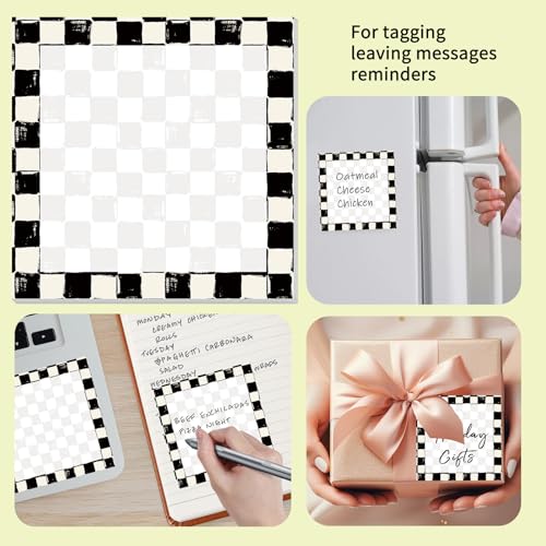 Cute Sticky Notes 3 x 3 in, 2 Pack Self Stick Note Pads with Fun Patterns, Strong Adhesive Memo Pads for Office School Home, 80 Sheets per Pad Classic Checkerboard - color: Classic Checkerboard