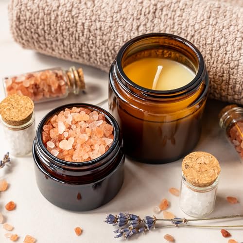 KEYWING 2oz Amber Glass Jars with Black Lids, 48 Pack Cosmetic Containers - color: Amber, size: 2oz-48Pack