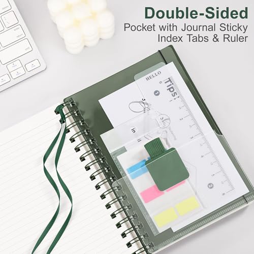 RETTACY Spiral College Ruled Notebook, 300 Pages, A5 Size (5.7" x 8.2") - color: Deep Green, size: 5.7" x 8.2"
