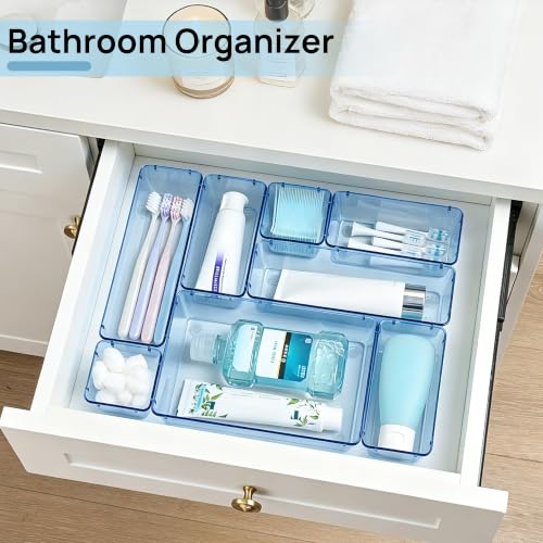 Vtopmart 25 Pack Plastic Drawer Organizers with Non-slip Rubber Pads - color: Transparent Blue