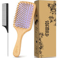 Sofmild Bamboo Hair Brush with Tail Comb, Purple Cushion Paddle Brush - color: Purple
