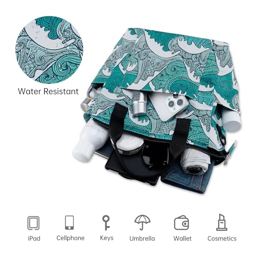 Crossbody Shoulder Bag for Women - Water Resistant Casual Handbag Purse with Multiple Pockets, Adjustable Strap - color: Tide Blue
