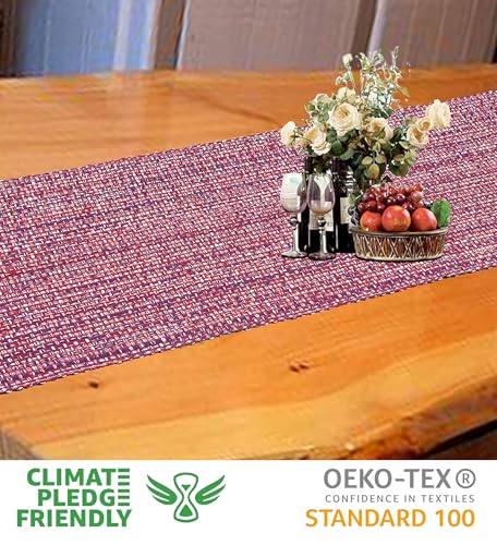 Urban Villa Two Tone Table Runner Cotton Quality 14x72 Red/Blue/White - color: Red/Blue/White, size: 14" x 72"