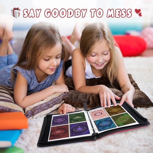 Cat Trading Card Binder 4 Pocket, Girl Collectible Card Binders 400 Pockets, Cute Pink Cat Card Binder with Zipper, Trading Card Collection Gifts for Girls Kids and Organized - color: Pink Cat, size: 400 Pockets