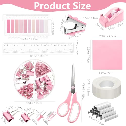 Fayoo 11 Pcs Pink Office Supplies Set Mesh Desk Organizer Accessories Kit - color: Pink