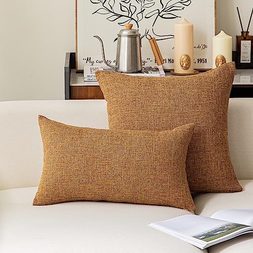 Kevin Textile Decor Lined Linen Throw Pillow Cases Cushion Cover Pillow Covers for Chair, 18"x18"(2 Pack, Hazel Brown) - color: Hazel Brown, size: 18" x 18" (Pack of 2)