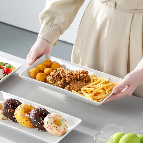 MALACASA 3 Tier Serving Trays for Party, 12 Inch Porcelain White Trays for Serving Food, Dessert Stand with Collapsible Gold Metal Rack - color: White Gold, size: 12 Inch