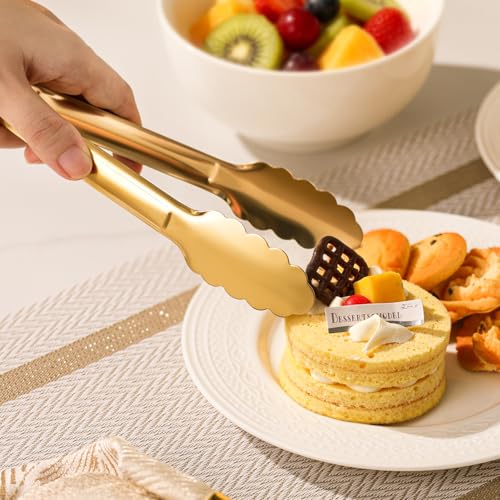 Gold Serving Tongs, 6-Pack 7-Inch Stainless Steel Buffet Tongs - size: 7inch