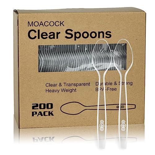 MOACOCK 200 Count Heavy Weight Clear Plastic Spoons - color: Clear