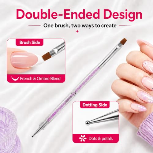 Beetles Nail Art Brushes 8pcs – Crystal Nail Art Tools Double-headed - color: F-Multicolor-8