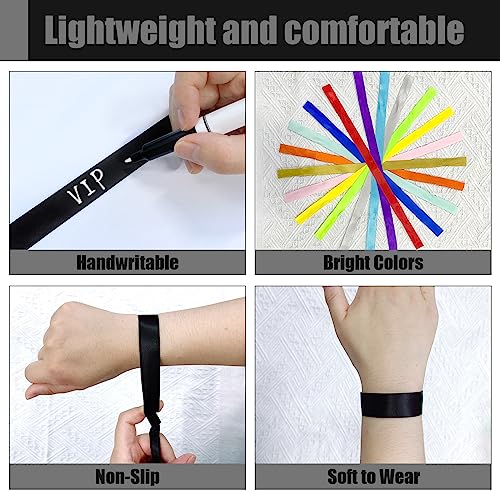100 Pcs Cloth Wristbands, Disposable Wristbands for Events(Black) - color: BLACK