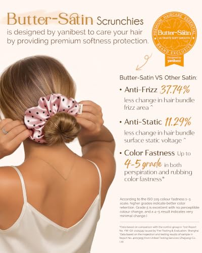 Yanibest 8 Pcs Satin Scrunchies - Silk Feeling Scrunchies Ponytail Holders - color: Polka Dot