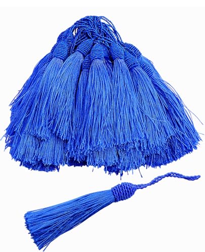 50 Pieces Tassel Bookmark with Loop,Tassels for Crafts,Decorative Tassel for Keychain Jewelry Making Curtain Blanket Graduation Decoration Wedding Favors (Royal Blue) - color: Royal Blue