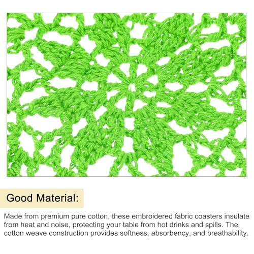 uxcell Fabric Coasters, 8pcs 4" - Cotton Woven Crochet Doilies, Lace Embroidery Cup Mat with Floral Pattern for Wedding Party Decoration (Green) - color: Green