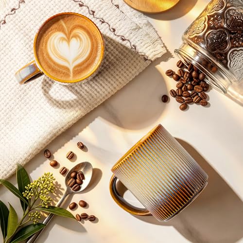 theterra Ceramic Coffee Mugs Set of 6, 14.2 oz Coffee Cups with Handle - color: Dusk Blue, size: 14 OZ (Set of 6)