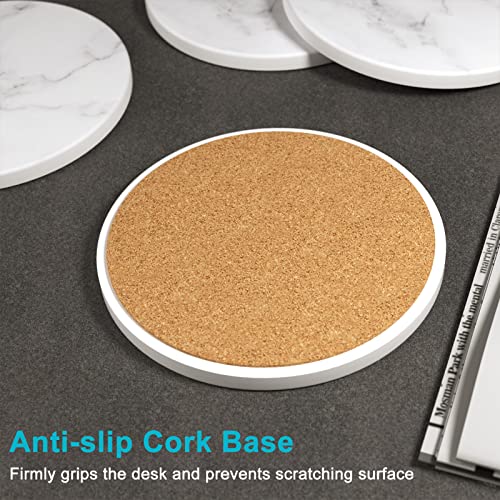 Coasters for Drinks, Set of 6 Cute Absorbent Ceramic Drink Coasters - color: Classic White Gray Marble