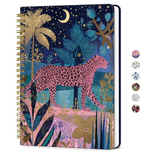 ZOTIA Lined Spiral Journal for Women, A5 Pretty Hardcover Notebook for Work, School & Office Writing, Aesthetic Writing Journal College Ruled, 140 Pages, 5.8" x 8.3", Midnight Jungle - color: S-Midnight Jungle