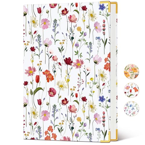 Lined Journal Notebook for Women, A5 Hardcover Leather Journaling Notebooks for Writing, 200 Pages Travel Journal, College Ruled Notebook for Work School, Note Taking 5.75'' X 8.38'' Garden Floral - color: Garden Flower