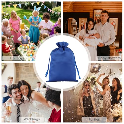 30Pcs Satin Gift Bags, 6x9 Blue Cloth Drawstring Pouch - color: Blue, size: 6×9 in
