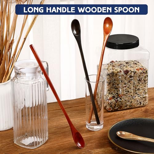 4 Pcs Wooden Tasting Spoons Long Handle 13 x 1.3 Inch for Cooking - size: 13 x 1.3 Inch