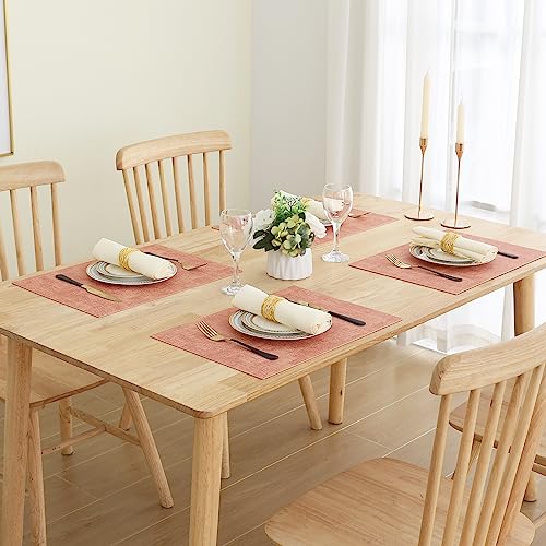 Homaxy PU Faux Leather Placemats for Dining Table, Set of 6, Pink - color: Pink