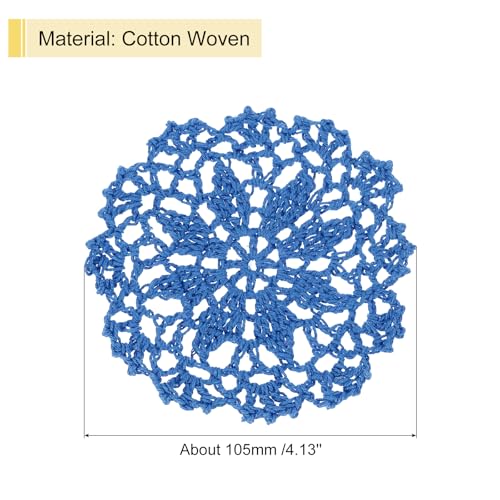 uxcell Fabric Coasters, 8pcs 4" - Cotton Woven Crochet Doilies, Lace Embroidery Cup Mat with Floral Pattern for Wedding Party Decoration (Lake Blue) - color: Lake Blue