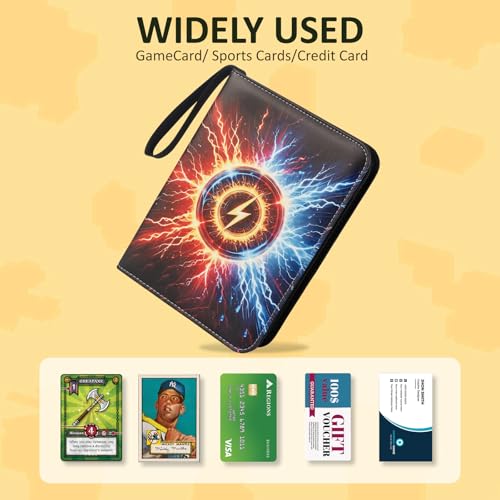 Card Binder 4 Pocket, 50 Removable Sleeves Holds 400 Double-Sided Cards, PU Premium 3-Ring Zipper Trading Card Album for Game Card & Sports Cards, Gift for Boys Girls (Multicolor) - color: Multicolor