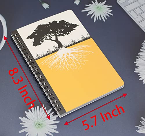 Yansanido Spiral Notebook, 4 Pcs A5 Thick Tree Design Hardcover 8mm Ruled 4 Color 80 Sheets -160 Pages Journals for Study and Notes (Tree) - style: Tree