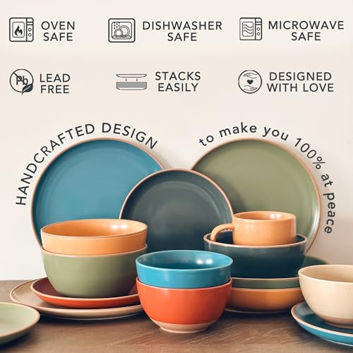 Mora Ceramic Artisan Matte Bowls For Kitchen 28oz - Bowl Set of 4 - For Cereal, Salad, Pasta, Soup, Dessert etc - Dishwasher, Microwave, and Oven Safe - For Breakfast, Lunch and Dinner - Safari Colors - color: Safari Colors