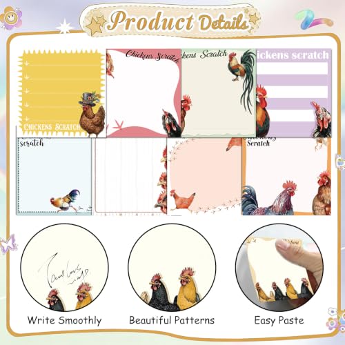 9 Pcs Chicken Gifts Sticky Notes, Back to School Supplies - style: Chicken