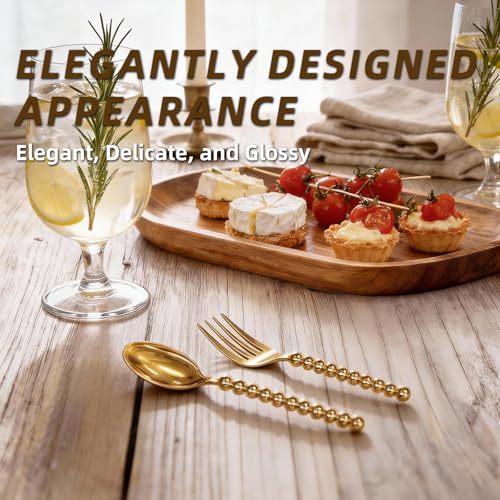 Premium Gold Mini Dessert Utensils Set - 120-Piece (60 Forks & 60 Spoons) - color: 120pcs Gold Set