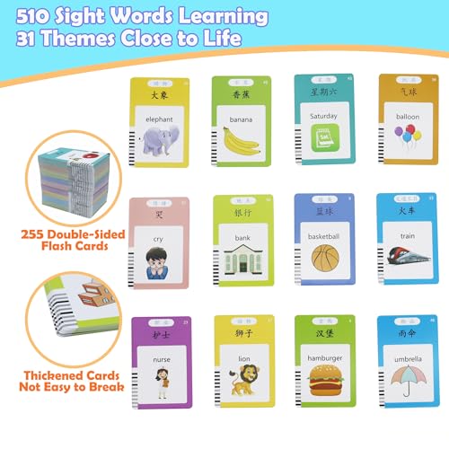 Mayaphilos 510 Sight Words Chinese and English Talking Flash Cards - size: 510 Words Chinese and English