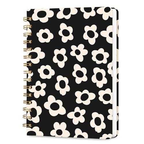 Lined Spiral Journal Notebook for Work A5, 160 Pages,Black and White Flower - color: Black and White Flower