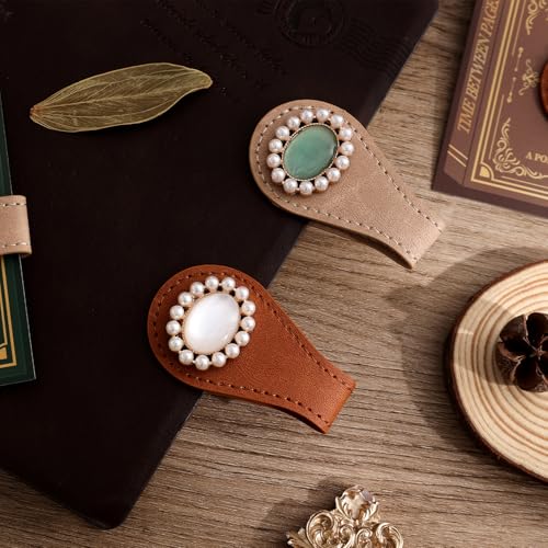 2PCS Vintage Magnetic Leather Bookmark, Leather Magnetic Bookmarks for Women, Magnetic PU Bookmarks Clip Book Accessories - style: Baroque