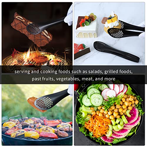 MSY BIGSUNNY Kitchen Buffet Tongs - Heavy Duty Food Serving Set for Cooking, BBQ - Metal Salad Tongs Set of 3 (Black 7" 9" & 11") - color: black 7" 9" & 11" Serving Tongs