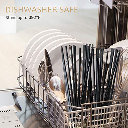 10 Pairs Fiberglass Chopsticks, GLAMFIELDS Reusable Japanese Chinese Korea Chop Sticks Dishwasher Safe, Non-slip, 9 1/2 inches Gold - color: Gold-10 Pairs