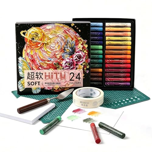 rubens 57 PCS Soft Oil Pastels Kit for Beginner Drawing - color: 24 Colors Set