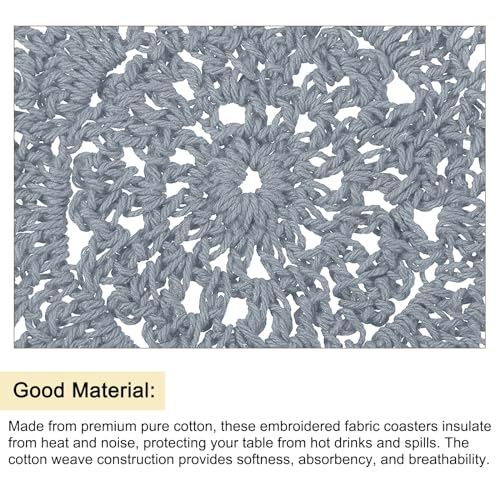 Crochet Doilies, 4Pcs 4" - Cotton Woven Fabric Coasters, Lace Round Handmade Coasters with Floral Pattern for Wedding Party Decoration (Grey)