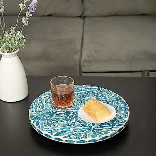 Lazy Susan for Table Mother of Pearl Turntable Organizer, Wood Round Spinning Tray Rotating for Kitchen, Cabinet, Counter Spice Pantry (D 12.5 in)