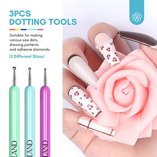 SAVILAND 6-Piece Dual-Ended Gel Nail Art Brush Set with Dotting Tools - color: A-Multicolor